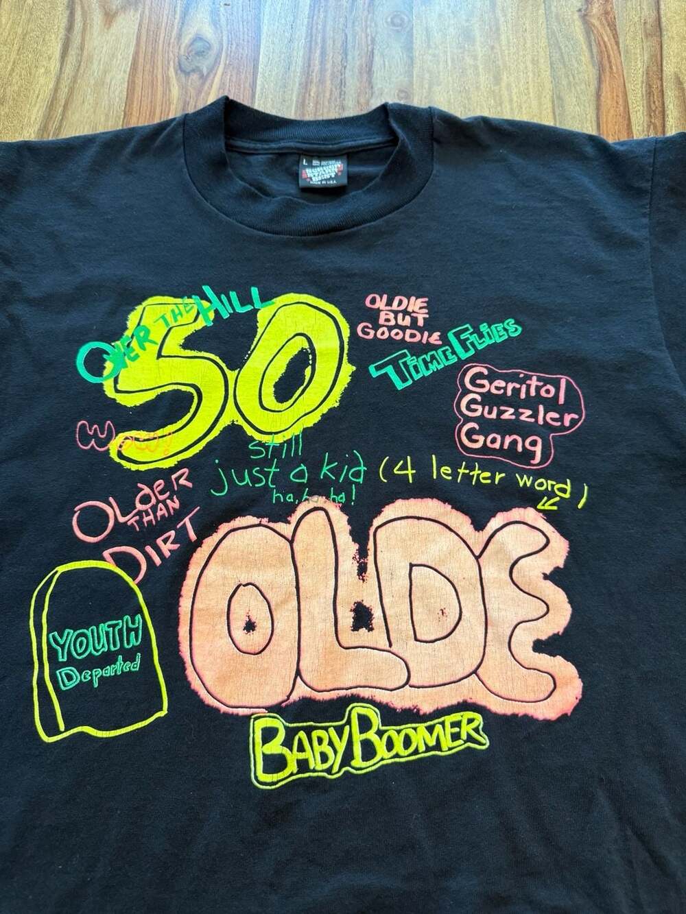 Vintage 90s '50 Over The Hill' Baby Boomer T-Shirt Single Stitch